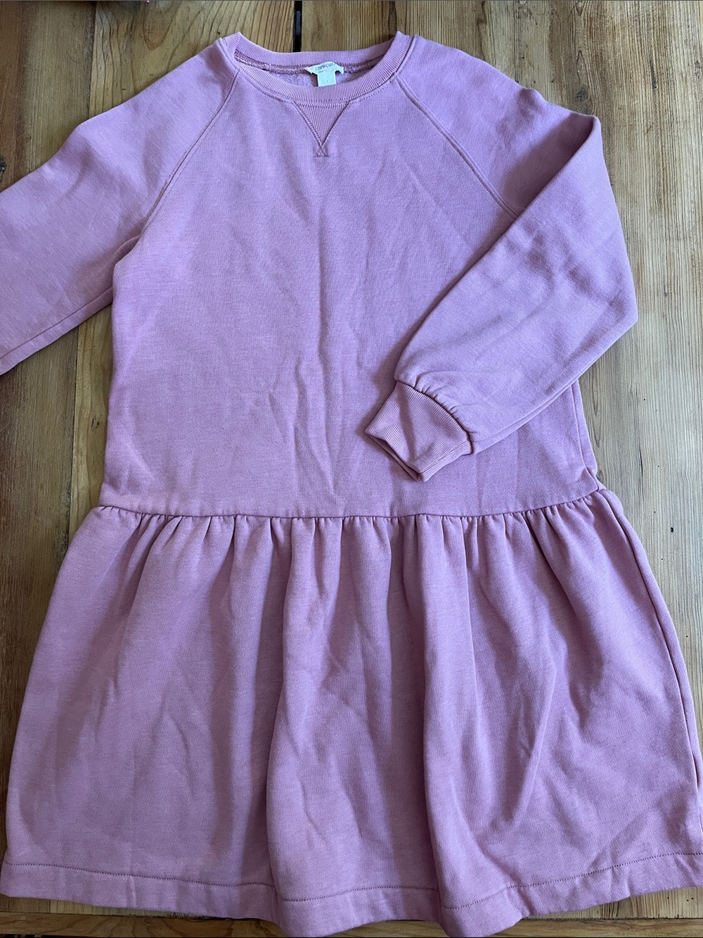 CREWCUTS 12 Dusty Rose Drop-Waist Cotton Fleece Sweatshirt Dress